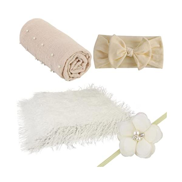 他サイト： Sweet Plus 撮影用 ブランケット 赤ちゃん 新生児 写真 マット 毛布 ヘアバンド おくるみ カチューシャ ベビーシーツ ニューボーンの商品画像