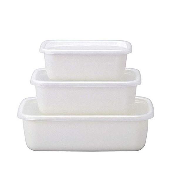 野田琺瑯Nodahoro 保存容器 白 深型 S・M・Lセット ホワイトシリーズ 3サイズセット 00406008