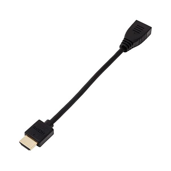 ・ブラック 0.1m AMC-HDES01V20・・Size:0.1m・イーサネット対応ハイスピードHDMI延長ケーブル・HDMI オス (タイプA 19ピン) - HDMI メス (タイプA 19ピン)・オス側コネクタ長: 25mm (モ...