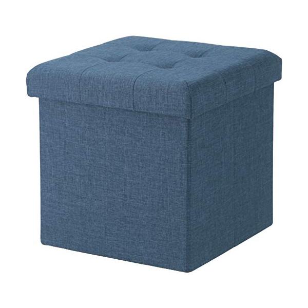 他サイト： 不二貿易 収納スツール 収納ボックス 幅31×奥行31×高さ30.5cm ネイビー オットマン 耐荷重80kg 折りたたみ ボックススツール ハの商品画像