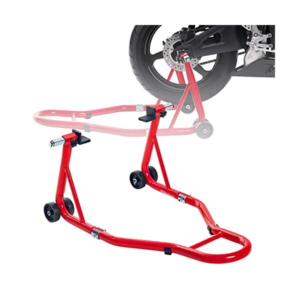 他サイト： Donext バイクスタンド リア メンテナンススタンド 後輪用 整備用 耐荷重340kg 750LBS キャスター付き L型 レッドの商品画像