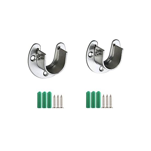 U字型フランジロッドホルダークロー クローゼットロッドサポートロッド