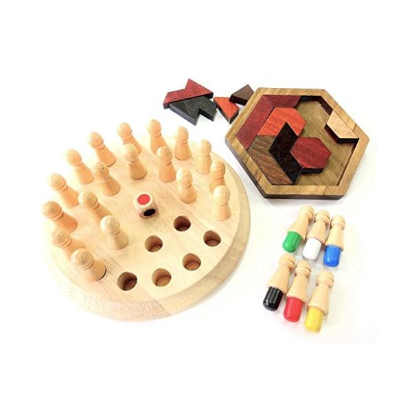 セット・ 2個アソート ・脳トレはめ込み色彩神経衰弱＆木製パズルセット。木製知育玩具は年齢・性別を問わず、お使いいただけます。・人間の視覚と記憶の情報処理、クリアのための攻略や細かい手先の運動などの作業療法に、小さなお子様から高齢者まで幅広...