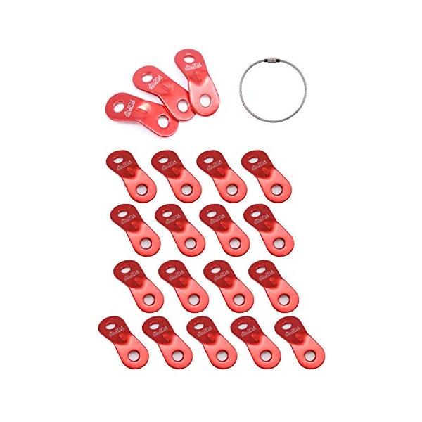 他サイト： DaLaCa アルミニウム 自在金具 ロープテンショナー テント タープ ロープ 張り用 20個セット 5ｍｍまで対応 (レッド)の商品画像