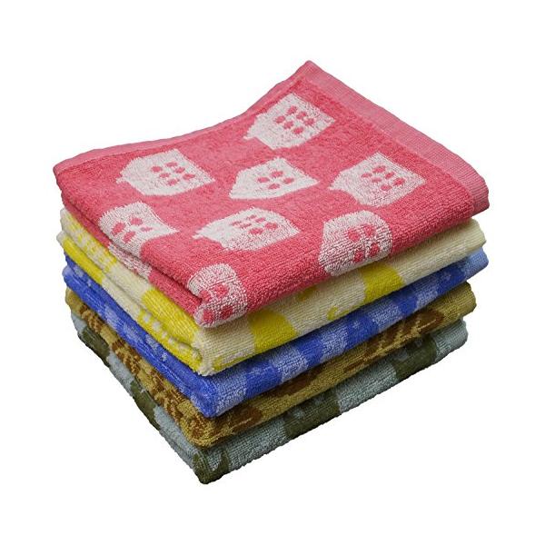 他サイト： Kosugizen フェイスタオル まいにち北欧ライフ 5色(5柄)各1枚入 34×80cm 北欧風モチーフ 乾きやすい薄手タイプ 5枚セット Sの商品画像
