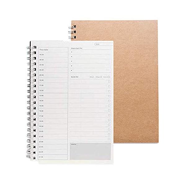 All Bright スケジュール帳 ToDoリスト メモ帳 時間 スケジュール 予定 管理 ノート 1日 2冊 セット クラフト紙