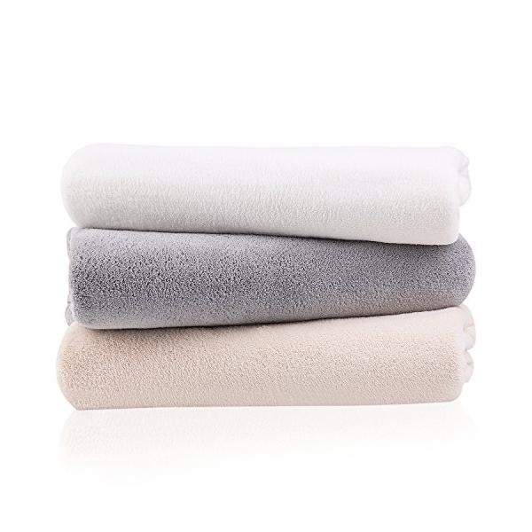 他サイト： Oseamaid バスタオル 大判 ３枚セット マイクロファイバー タオル 吸水速乾抗菌防臭(白 ベージュ グレー)の商品画像