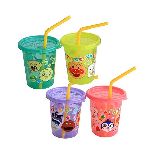 他サイト： レック ポリプロピレン アンパンマン フタ付き ストローカップ S (180ml) 4個入の商品画像