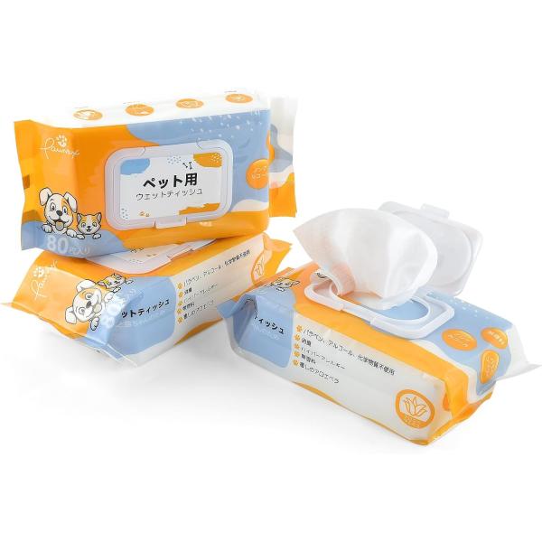 PAWNAX ペット ウェットティッシュ シート 厚手・大判 ペット用品 なめても安心 犬 猫 おしりふき 除菌 消臭 ノンアルコール 無香料