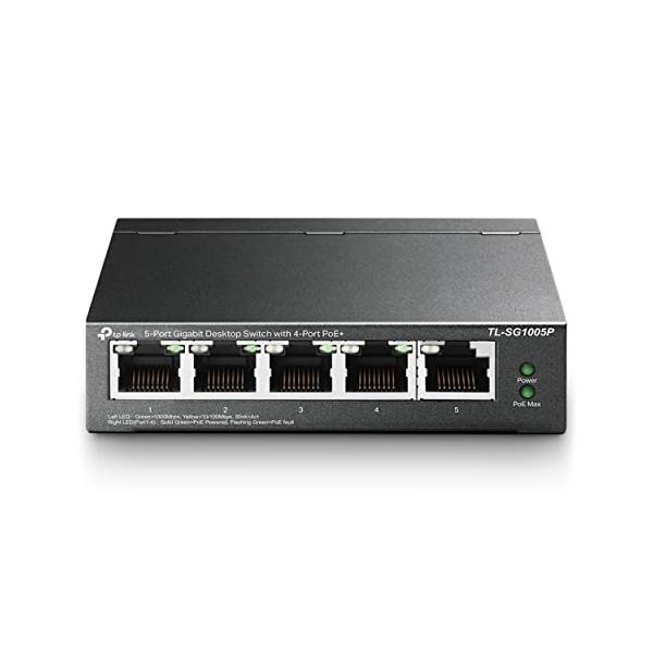 他サイト： TP-Link スイッチングハブ ギガ 5ポート PoEハブ (4x PoE対応 全体最大56W) アンマネージ 5年 TL-SG1005Pの商品画像