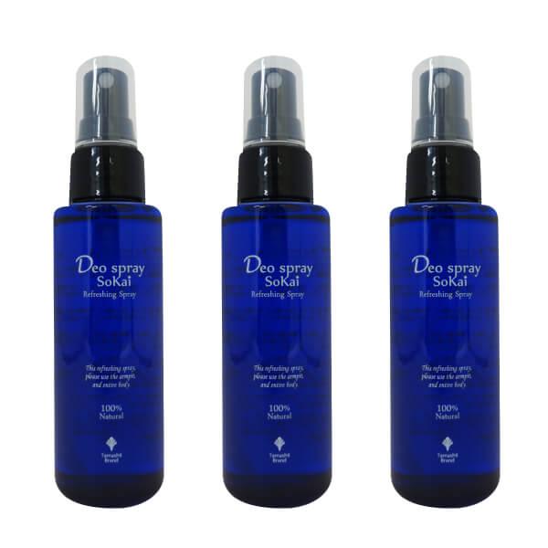 DEOスプレー爽快100ml×3本 無添加 デオ制汗スプレー  脇・ボディ・足の臭いケア 月桃の香り マスクの消臭 界面活性剤不使用 アルコール不使用