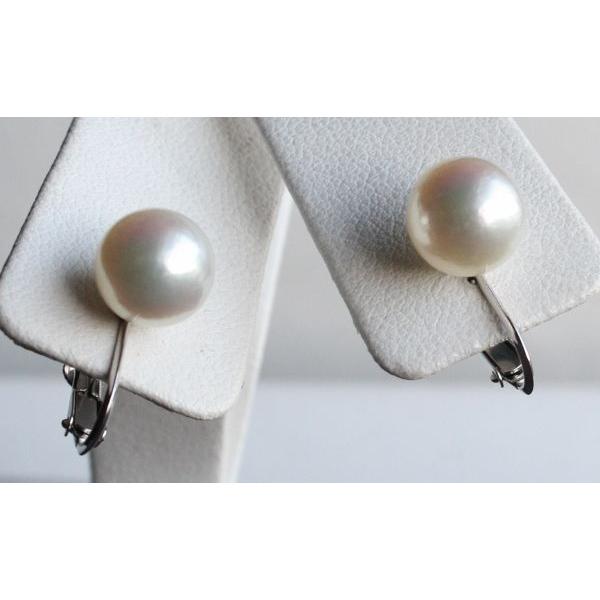 Pearl K14WG製 ナチュラルパールイヤリング 大珠9mm 伊勢志摩産  