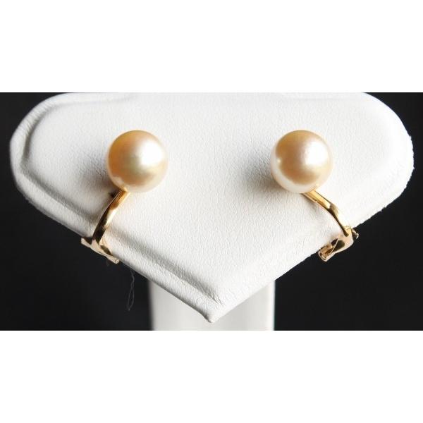 K18製 ナチュラルパールイヤリング 大珠8.5-9mm 伊勢志摩産 アコヤ真珠  