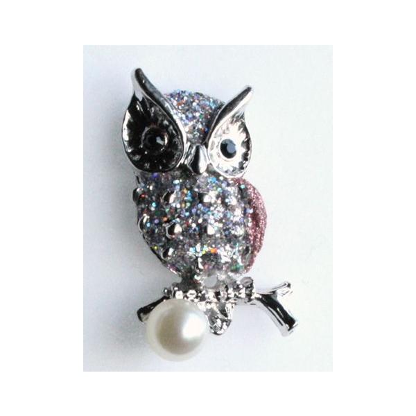 Pearl フクロウ パール タックブローチ ラペルピン 伊勢志摩産 アコヤ