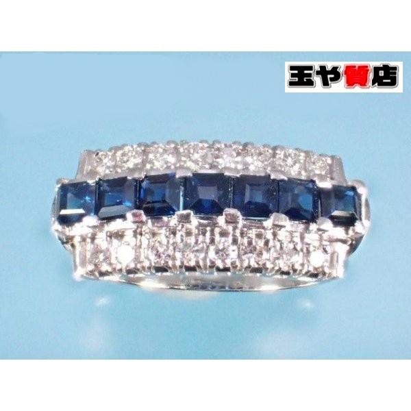 ブランド登録なし サファイヤ0.98ct ダイヤ0.31ct 三文字 プラチナ 