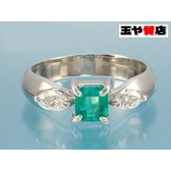 エメラルド0.387ct ダイヤ0.296ct プラチナ リング 指輪 10号 