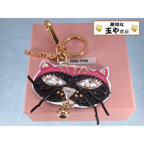 miu ミュウミュウ 黒ネコ トリック クリスタル キーホルダー miu ミュウミュウ 黒ネコ トリック クリスタル キーホルダー