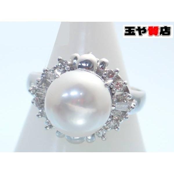 パール9ミリ 真珠 ダイヤ0.25ct プラチナ pt900 指輪 リング 11号