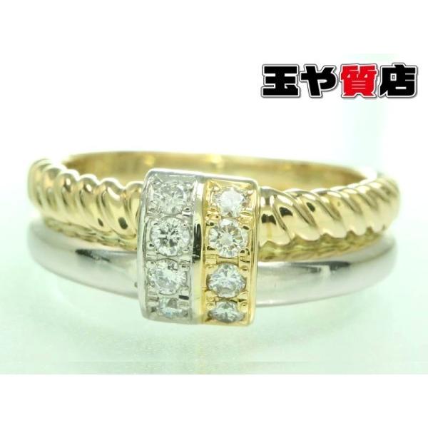 CELINE（セリーヌ） 美品 ダイヤ0.16ct プラチナ K18 コンビリング