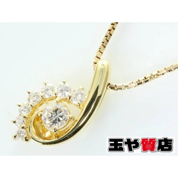 ダイヤ0.54ct 曲線 デザイン ネックレス K18 ベネチアンタイプ 新品  