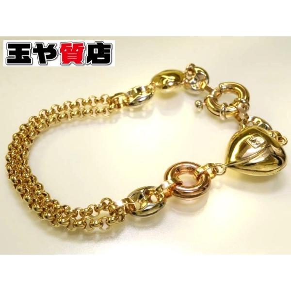 FACCO イタリー ハート 3カラー ブレスレット 750 K18YG PG WG 