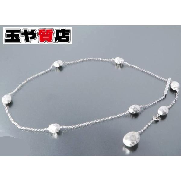 NANIS ナニス ダイヤ0.22ct デザイン ロングネックレス K18WG イタリー