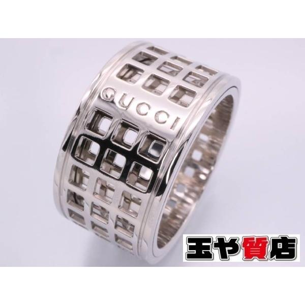 【K18WG】GUCCI グッチ ホワイトゴールド リング 付属完備 約3.6g GUCCI（グッチ） スクロール 型抜き リング 14号 幅広 K18WG ホワイト