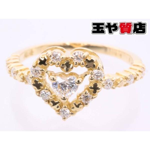 AHKAH アーカー ダイヤ0.20ct プリンセスハート リング 9号 K18 AHKAH アーカー ダイヤ0.20ct プリンセスハート リング 9号 K18