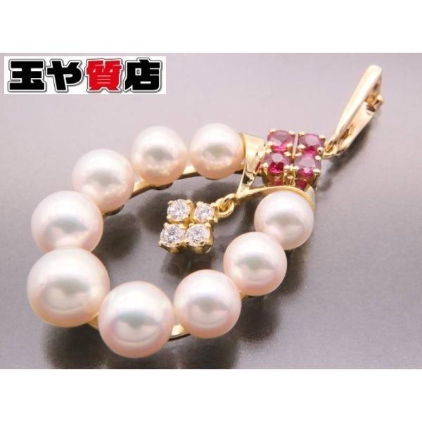 MIKIMOTO（ミキモト） ペンダント パール 5.5〜7ミリ ダイヤ ルビー
