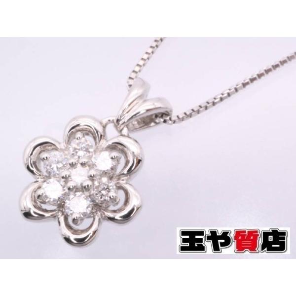 ネックレス ダイヤ0.15ct フラワーモチーフ ペンダント pt900 プラチナ  