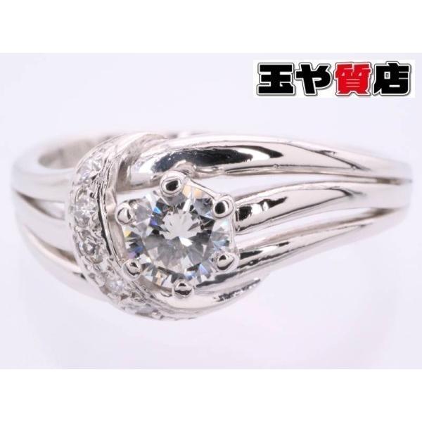 リング 16.5号 ダイヤ0.20ct+0.05ct デザイン pt900 プラチナ 新品同様 