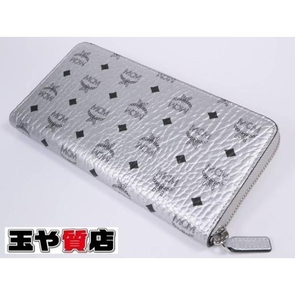 MCM 未使用 長財布 MXL 9SVI92 ヴィセトス ラウンドジップ シルバー 