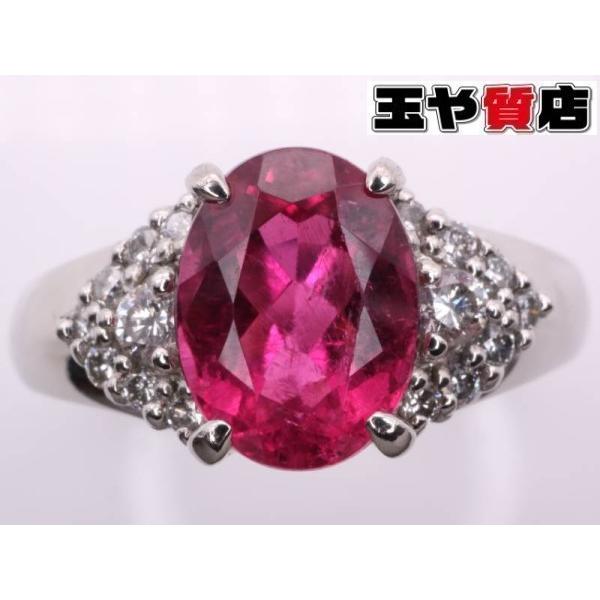 トルマリン1.53ct ダイヤ0.19ct デザイン リング 12号 pt900 プラチナ  
