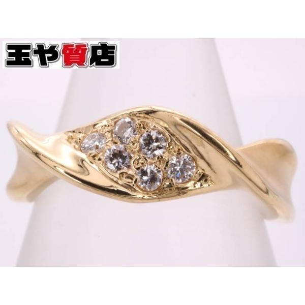 ミキモト 美品 ダイヤ0.08ct デザイン リング 8.5号 K18YG ミキモト 美品 ダイヤ0.08ct デザイン リング 8.5号 K18YG