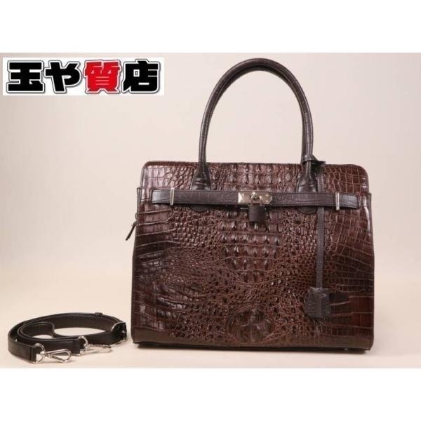 ロダニア　三日月　イタリアンレザー クロコ型押し　ショルダーバッグ　2way RODANIA（ロダニア） 未使用 RODANIA 2WAY バッグ クロコ カーフ コゲ