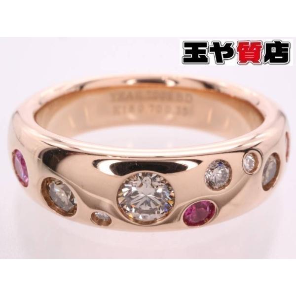 カシケイ 美品 BD ブラウンダイヤ0.70ct ルビー0.35ct デザイン リング