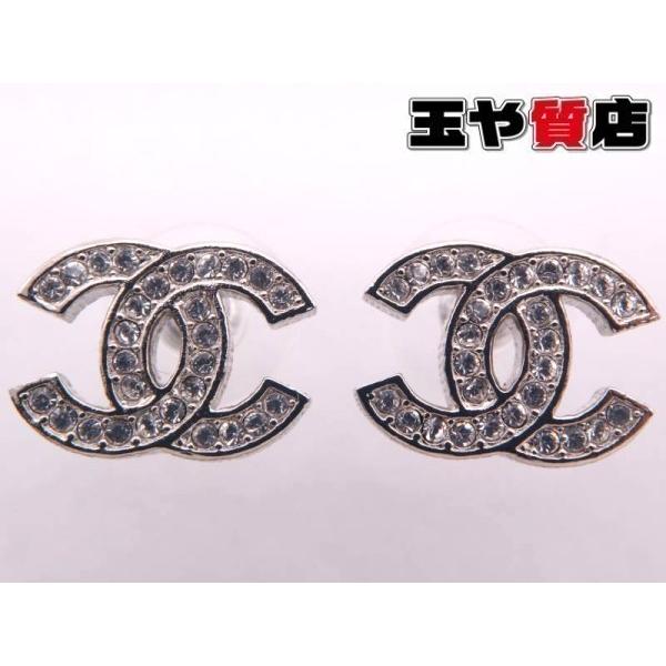 シャネル 美品 CHANEL ココマーク CC ラインストーン B17V ピアス SS  