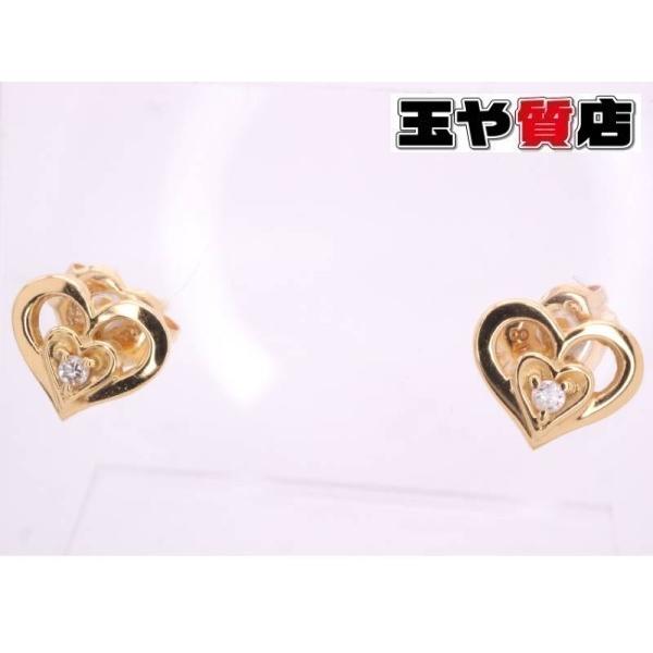 スタージュエリー K18 ダイヤハートピアス STAR JEWELRY（スタージュエリー） ダイヤ0.007ctx2 オープンハート