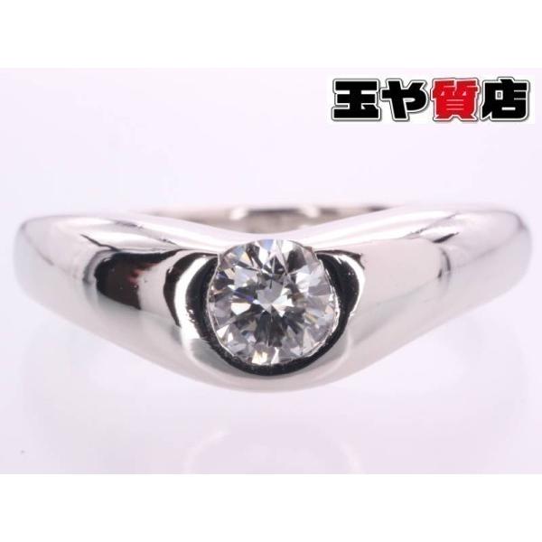 ティファニー 美品 ダイヤ 1P カーブ リング 9号 pt950 プラチナ 