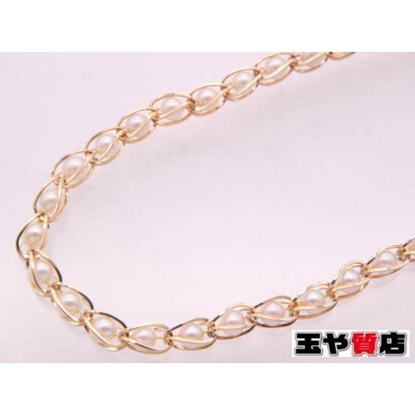 パール約3ミリ 多数 美品 デザイン ブレスレット K18YG イエロー 