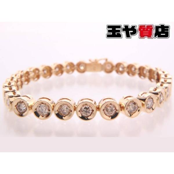 薄ブラウンダイヤ5.0ct テニスブレス ブレスレット K18YG イエロー 