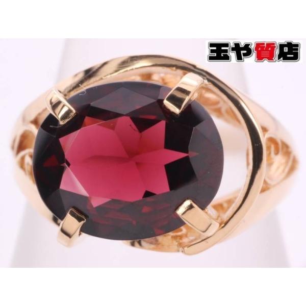 ガーネット付18金リング12号