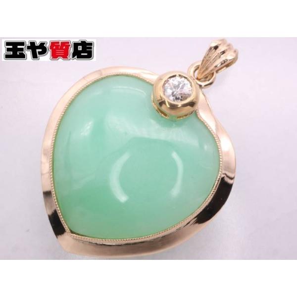 ダイヤ0 098ct 緑石 ハート デザイン ペンダントトップ K18yg イエローゴールド 9687 親切な 玉や質店 通販 Yahoo ショッピング