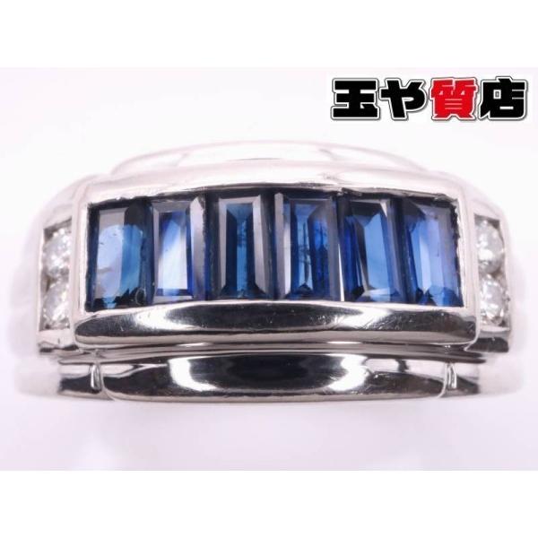 サファイヤ ダイヤ0.09ct デザイン リング 11号 pt850 プラチナ : 親切