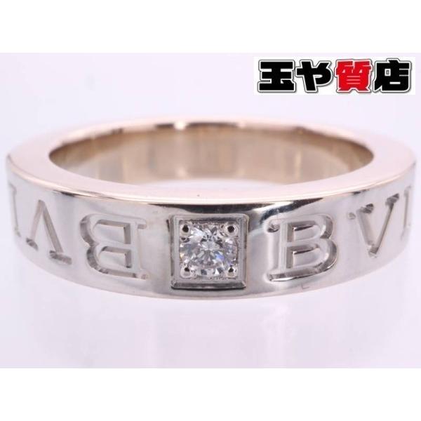 BVLGARI（ブルガリ） 美品 ダイヤ 1P ダブルロゴ リング 8号強 750 
