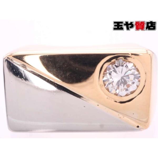 ダイヤ0.30ct 二色 デザイン リング 15号 K20YG pt 刻印無し イエロー  