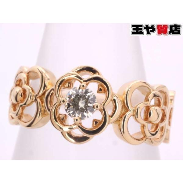 TASAKI タサキ ダイヤ0.10ct フラワー多数 リング 12号強 美品 K18YG 