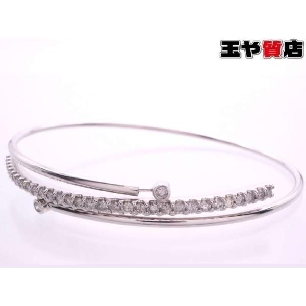 ダイヤ1.00ct デザイン バングル ブレスレット 750 K18WG