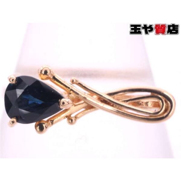 サファイヤ デザイン リング 13号弱 K18YG イエローゴールド