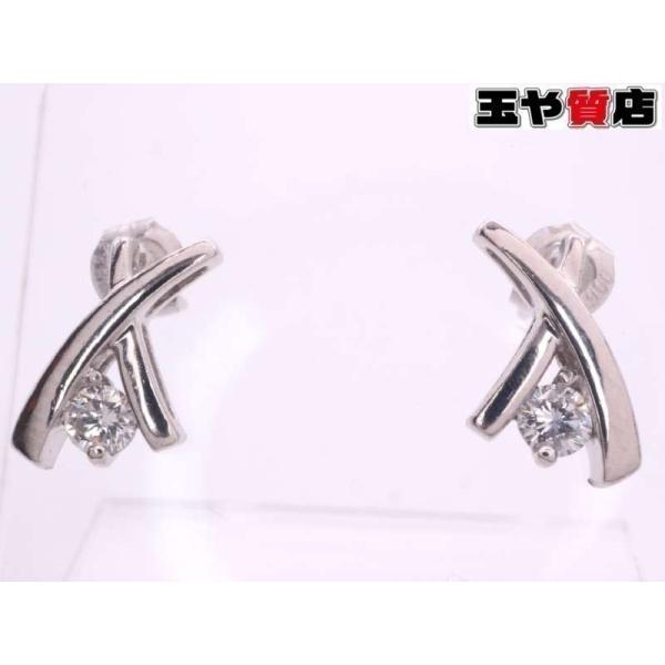 Pt900ピアス ダイヤ0.07ctx2 デザイン ピアス pt900 プラチナ : 親切な 玉や質店